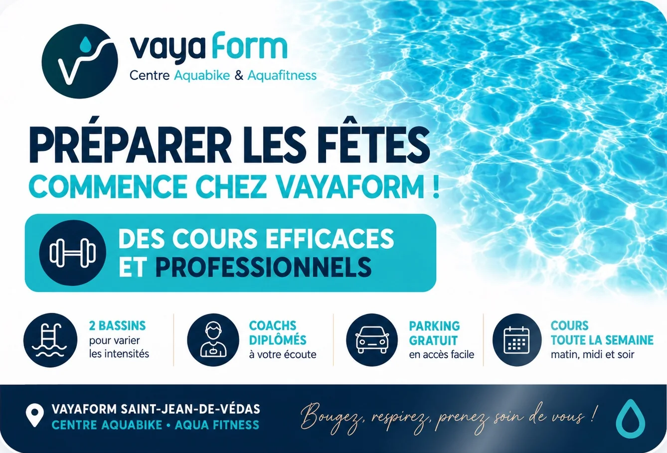 Préparer les fêtes chez VayaForm : des cours d'aquabike et d'aquafitness efficaces et professionnels
